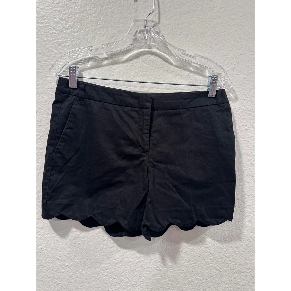 Dalia Collection Womens Black Scalloped Hem Modern Fit Shorts Size 6‎ Pockets